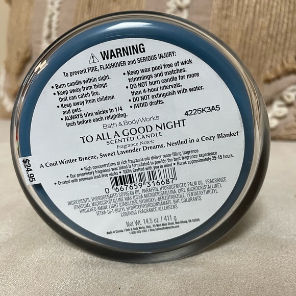 To All A Good Night Bath and Body Works 3 Wick Candle - Picture 3 of 3